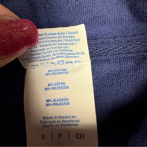 Port Authority size small Blue Pullover Hoodie with Graphic Design - Picture 3 of 6